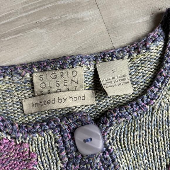 Sigrid Olsen Sport 2002 Linen Blend Floral Cardigan Sweater Sz S - Picture 8 of 8